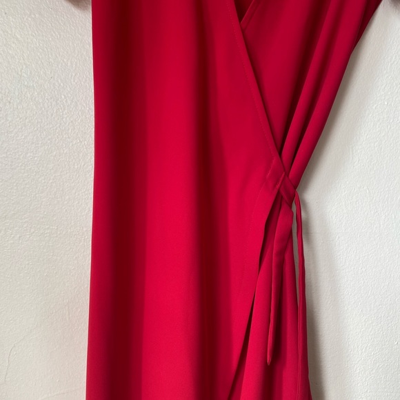 Designer Mini Red Wrap Dress size M - Picture 3 of 7